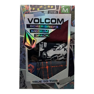 Volcom 5.5" Inseam Men’s Boxer Briefs Size Medium (M) 3 Pack Black Polyester